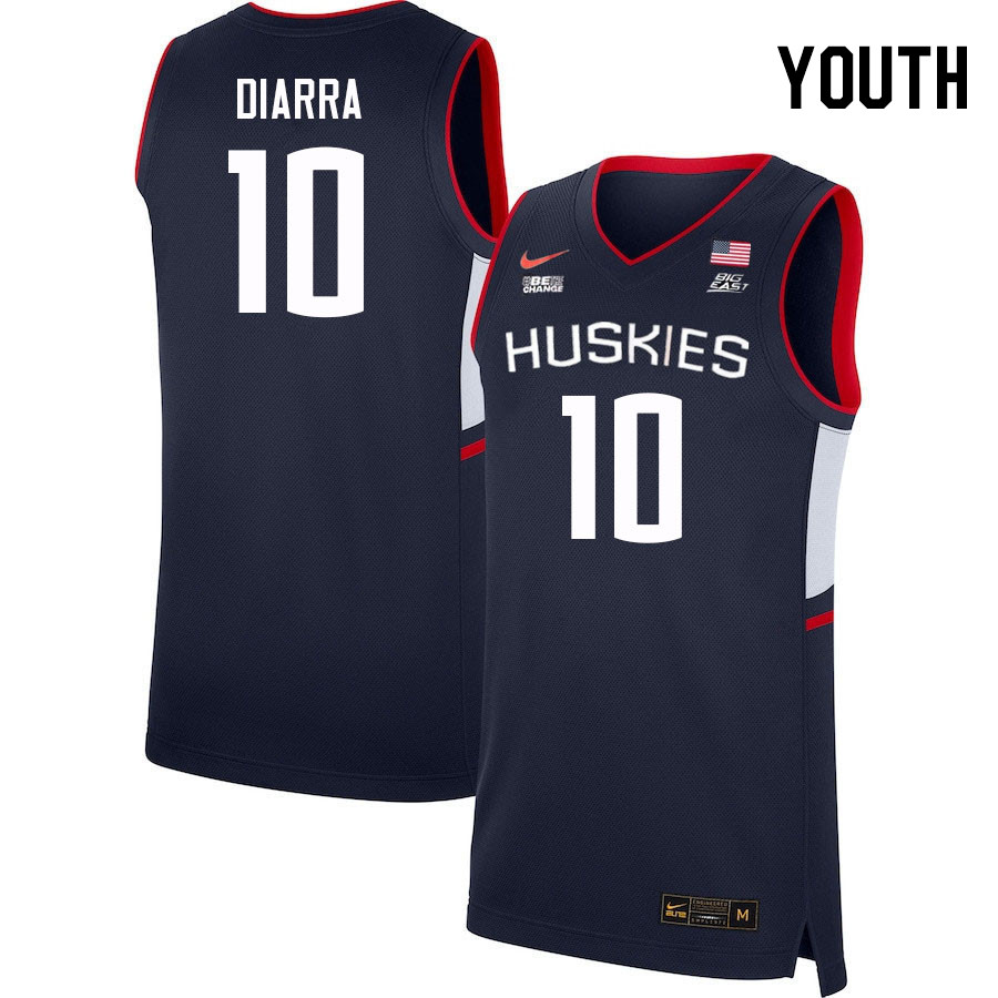 Youth #10 Hassan Diarra Uconn Huskies College 2022-23 Basketball Stitched Jerseys Stitched Sale-Navy
